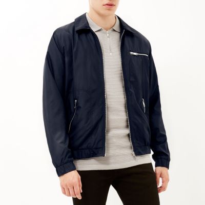 Navy blue collar harrington jacket